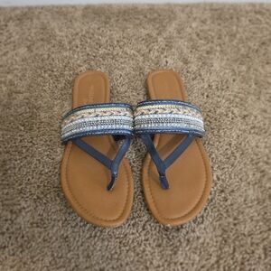 Madeline Stuart Navy Blue Embellished Thong Sandals